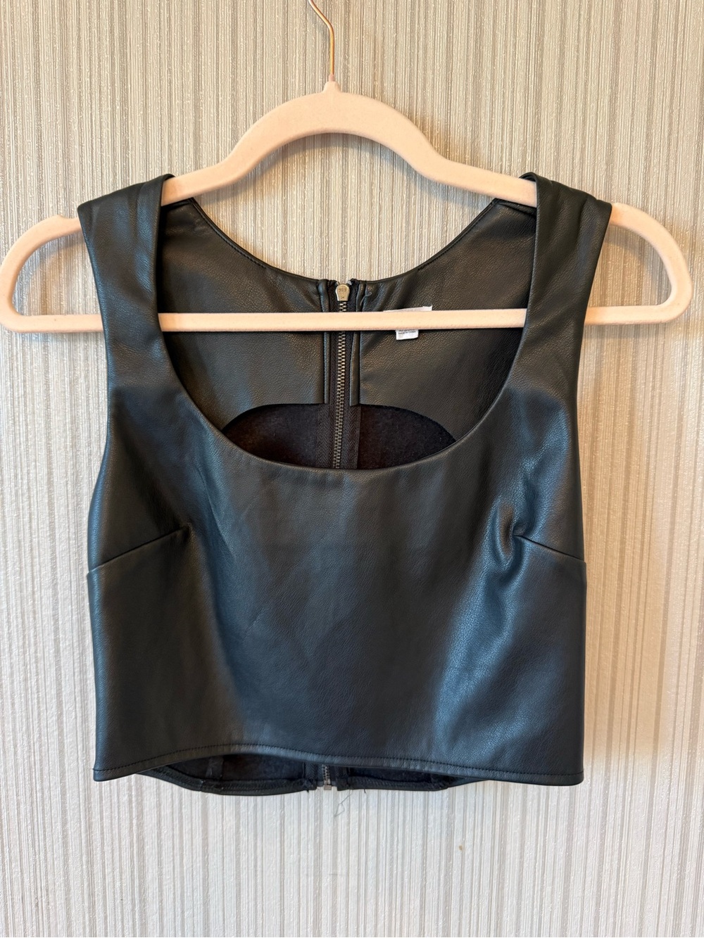 Garage Black Faux Leather Crop Top